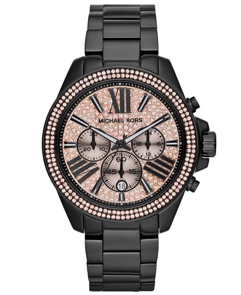 women's black michael kors watch|michael kors black diamond watch.